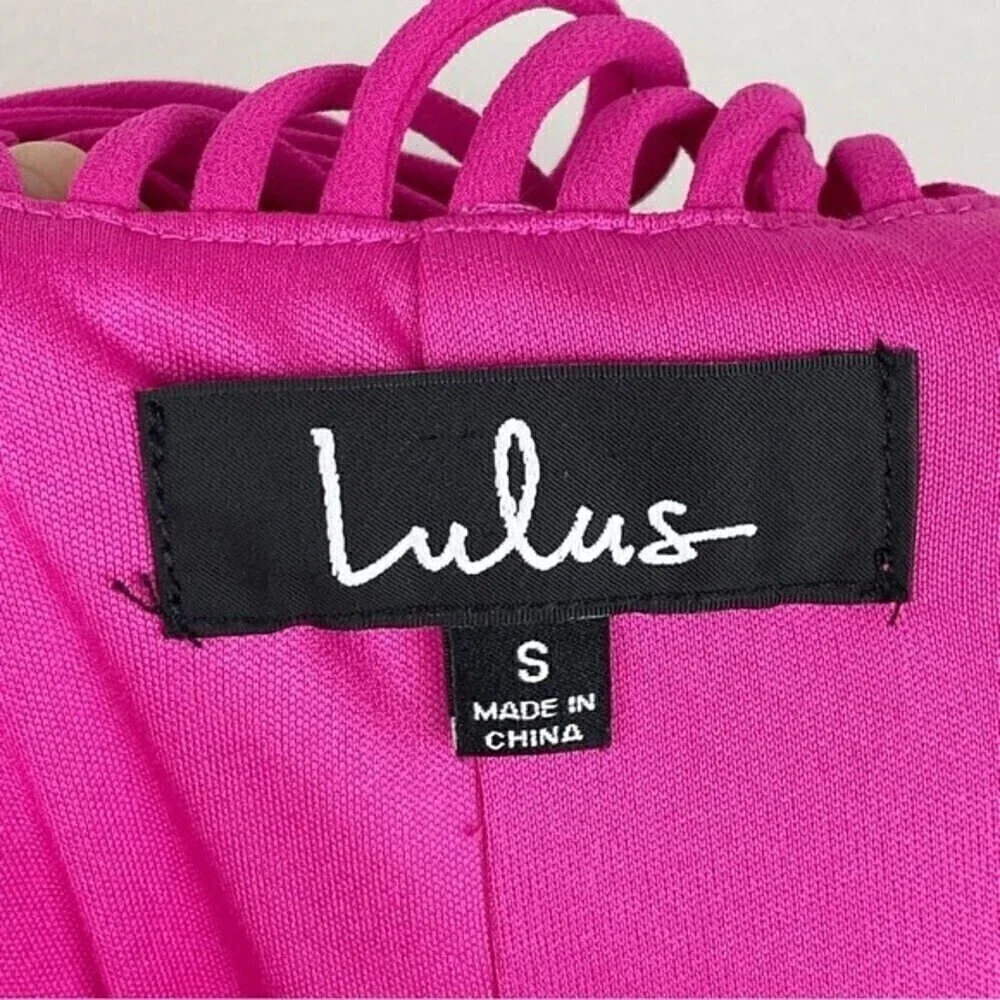 Lulu's Tell Me Fuchsia Swing Lightweight Flirty Swing Mini Dress Size S - Picture 9 of 10